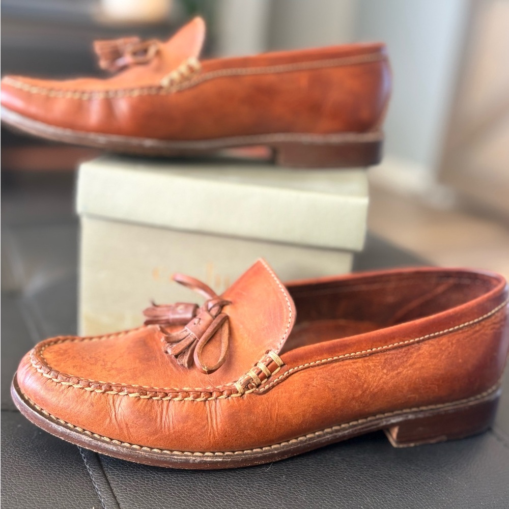 Cole Haan Cognac Leather Tassel Loafers